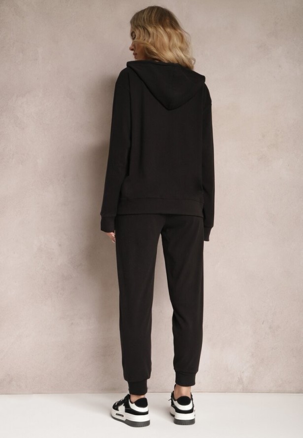 Czarny Komplet Dresowy 2-częściowy z Bluzą i Spodniami Seraphira