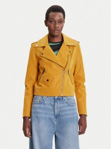 Desigual Kurtka z imitacji skóry Must 25WWEW69 Żółty Regular Fit