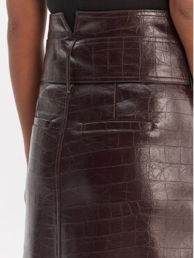 Morgan Spódnica z imitacji skóry 261-JADYNA Brązowy Slim Fit