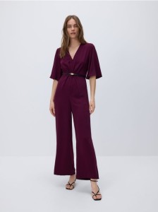 Kombinezon z paskiem - burgundowy