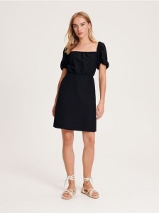 Sukienka z bufiastymi rękawami - czarny