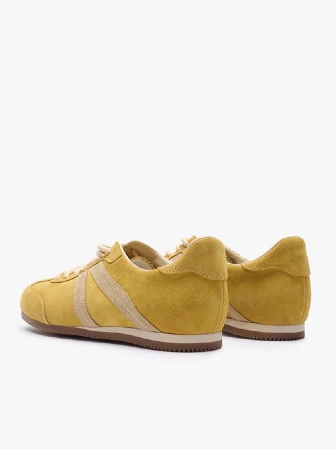 Żółte sneakersy ze skóry welurowej