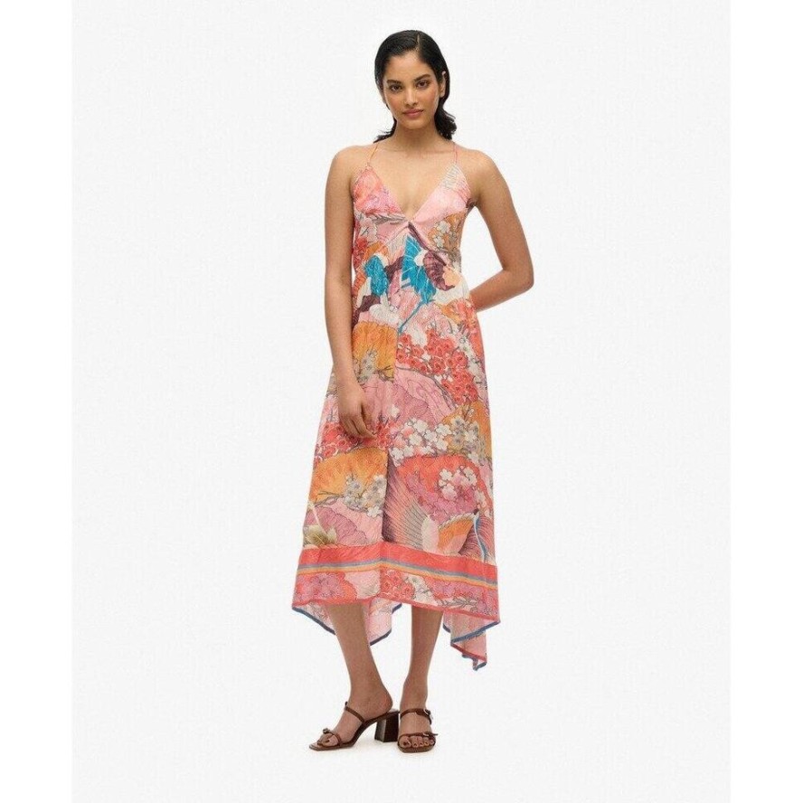 Sukienka z geometrycznym wzorem z falbany dla kobiet Superdry