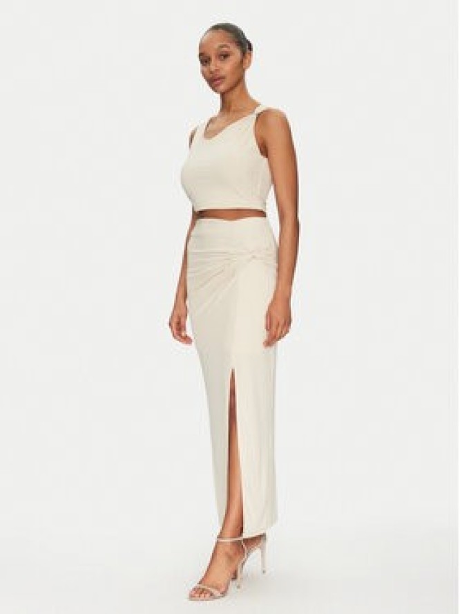 Guess Spódnica midi W5GD0E KAQL2 Beżowy Regular Fit