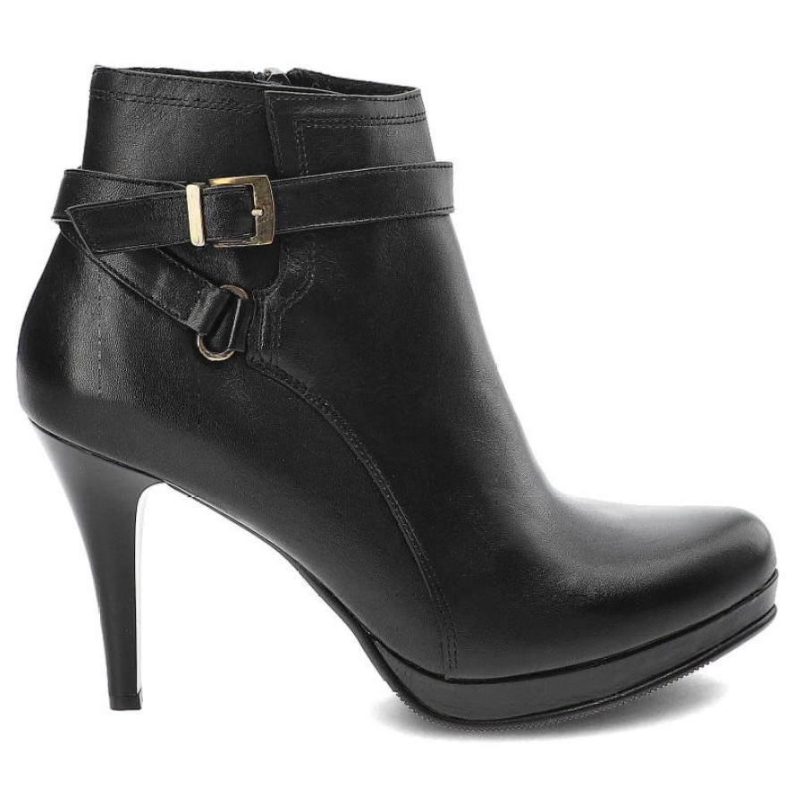 Czarne Botki Baldaccini Damskie Skórzane Modne Obuwie