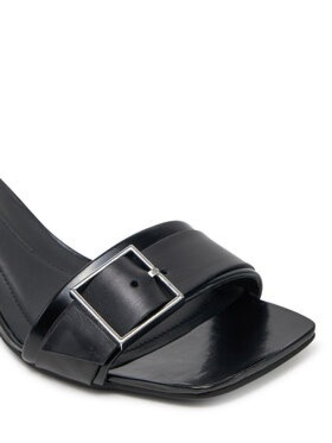 Calvin Klein Klapki Heel Mule 50 W/Buckle - Lth HW0HW02478 Czarny