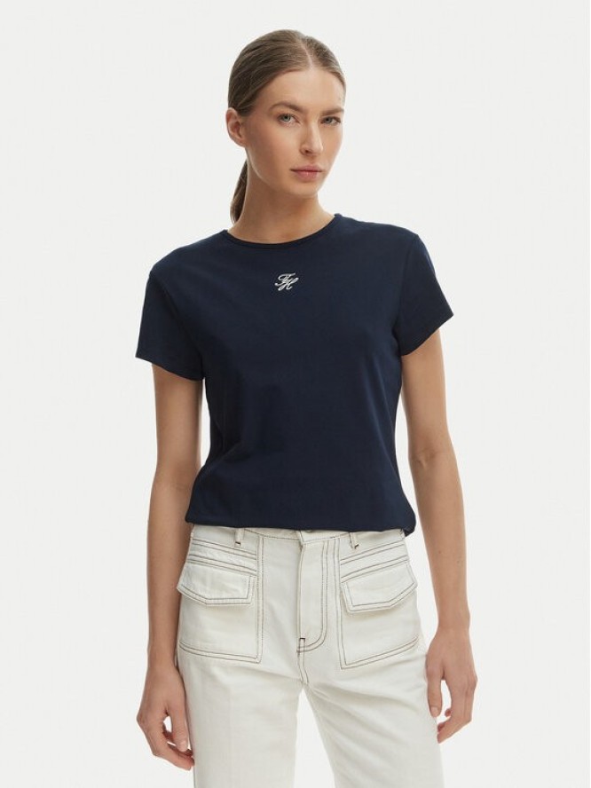 Tommy Hilfiger T-Shirt WW0WW48710 Granatowy Slim Fit