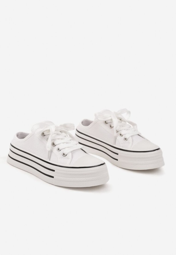 Białe Trampki z Niską Cholewką na Podwójnej Podeszwie Lenisna