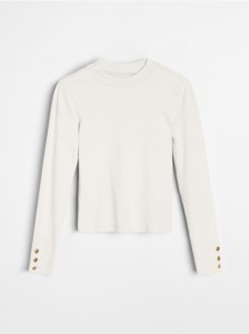 Bawełniana bluzka z ozdobnymi guzikami - kremowy