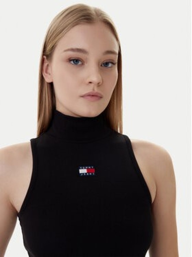 Tommy Jeans Bluzka Badge DW0DW21840 Czarny Slim Fit