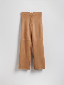 Spodnie z imitacji zamszu - brązowy