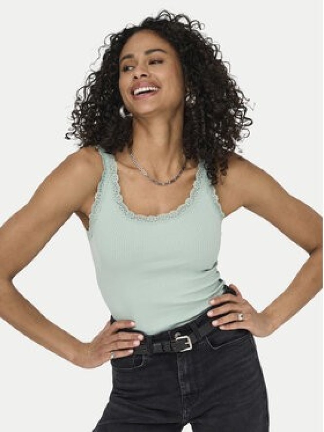 ONLY Top Sara 15345994 Zielony jasny Slim Fit