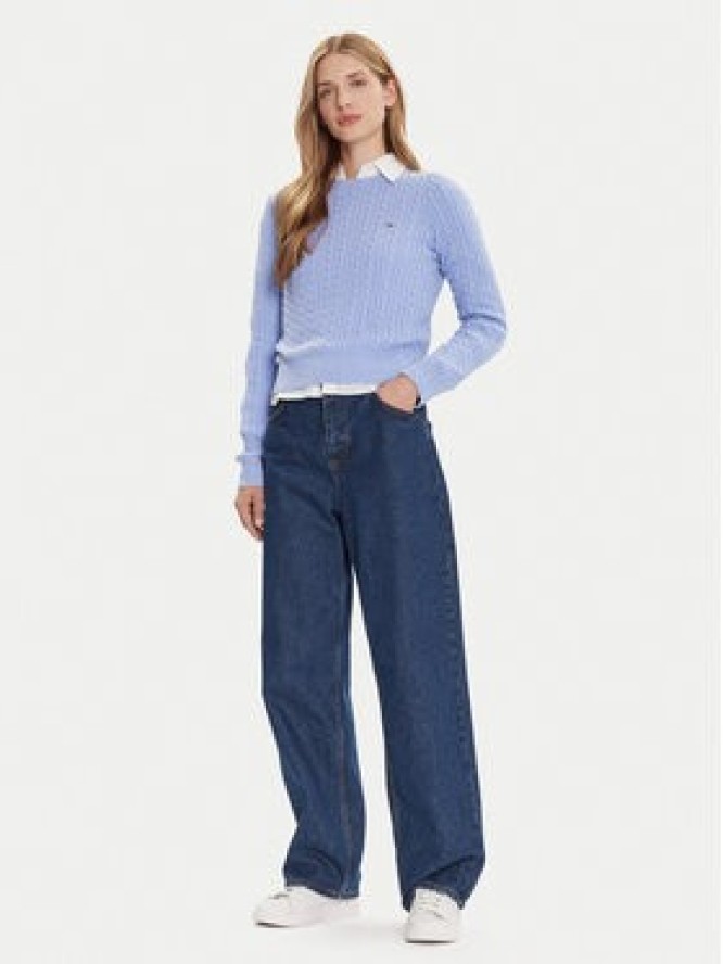 Tommy Jeans Sweter Cable Essential DW0DW22165 Niebieski Regular Fit