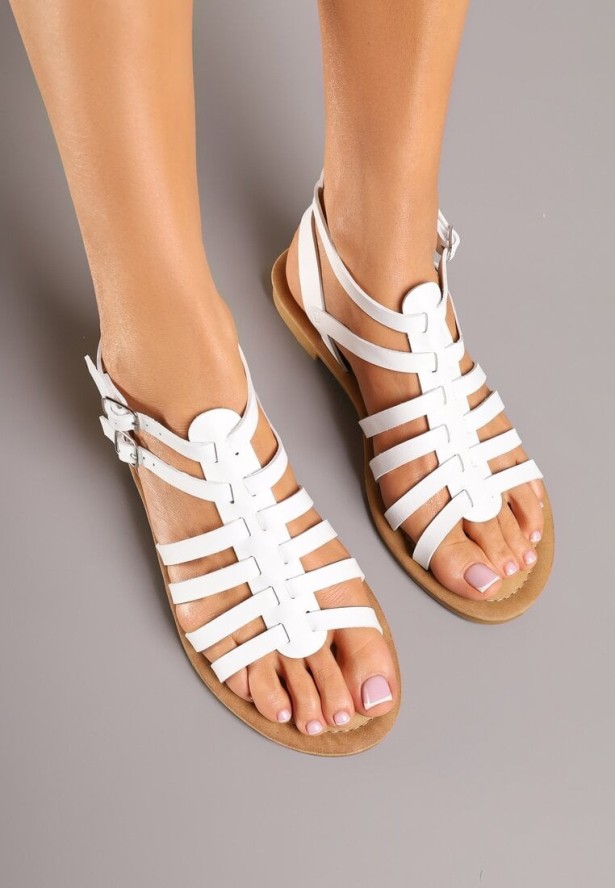Białe Sandały Typu Rzymianki Ziresea