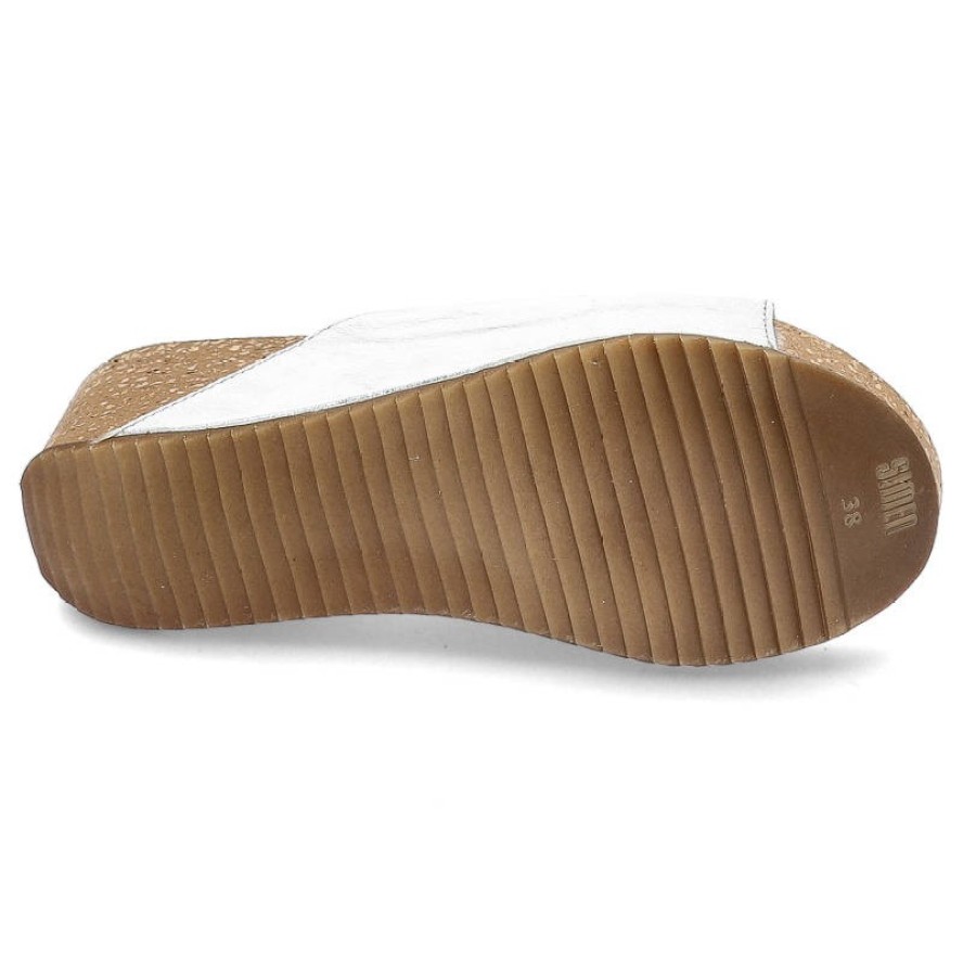 Srebrne Klapki Simen Wygodne Skórzane Buty Na Koturnie