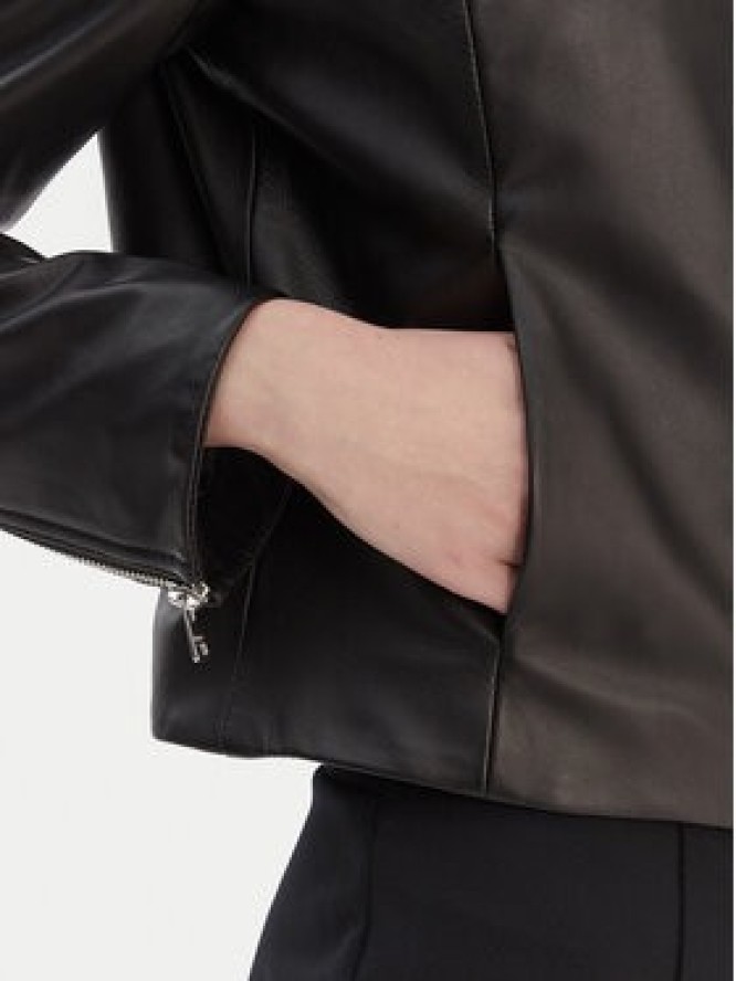 HUGO Kurtka skórzana Lasari 50555743 Czarny Regular Fit