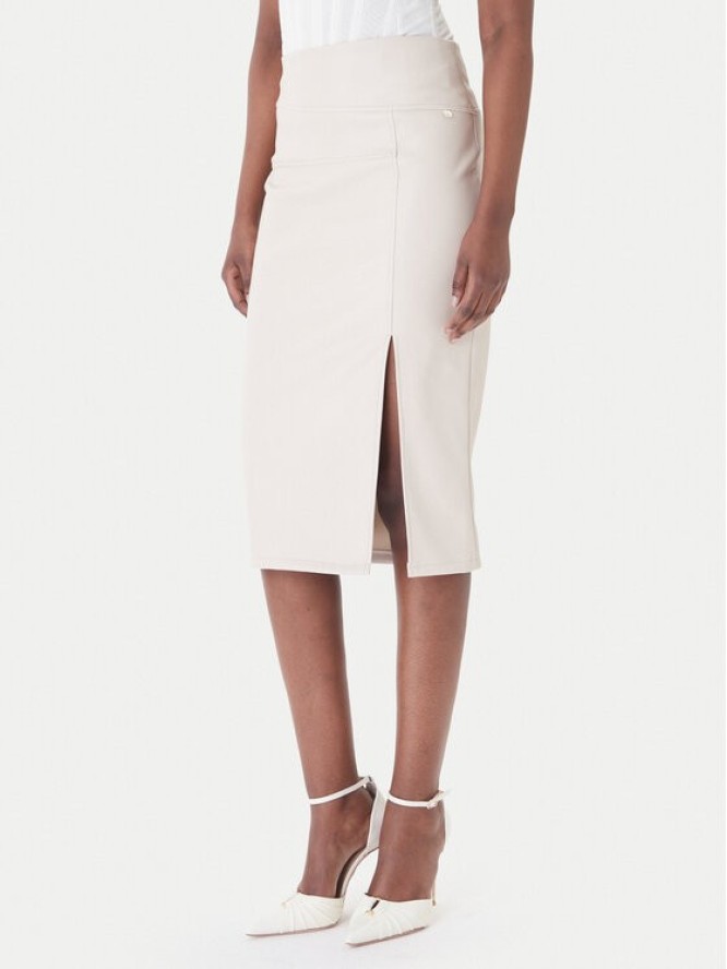 Rinascimento Spódnica z imitacji skóry CFC0127468003 Beżowy Slim Fit