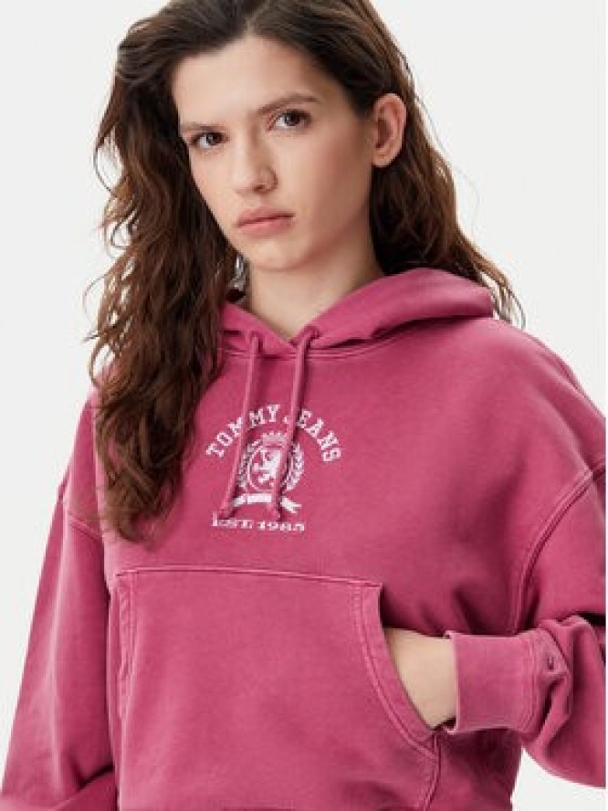 Tommy Jeans Bluza Varsity DW0DW20311 Różowy Boxy Fit