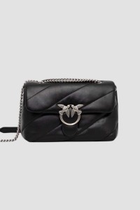 PINKO Czarna listonoszka ze srebrnymi okuciami damska Love Puff Classic