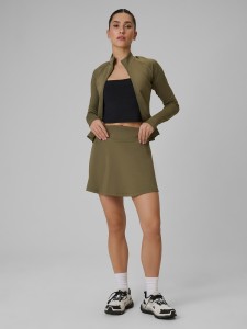 4F Spódnica treningowa szybkoschnąca damska - oliwkowa XS