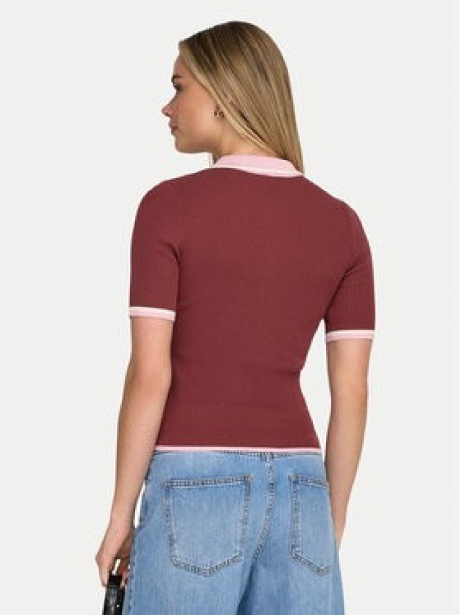 ONLY Polo Meddi 15363165 Bordowy Slim Fit