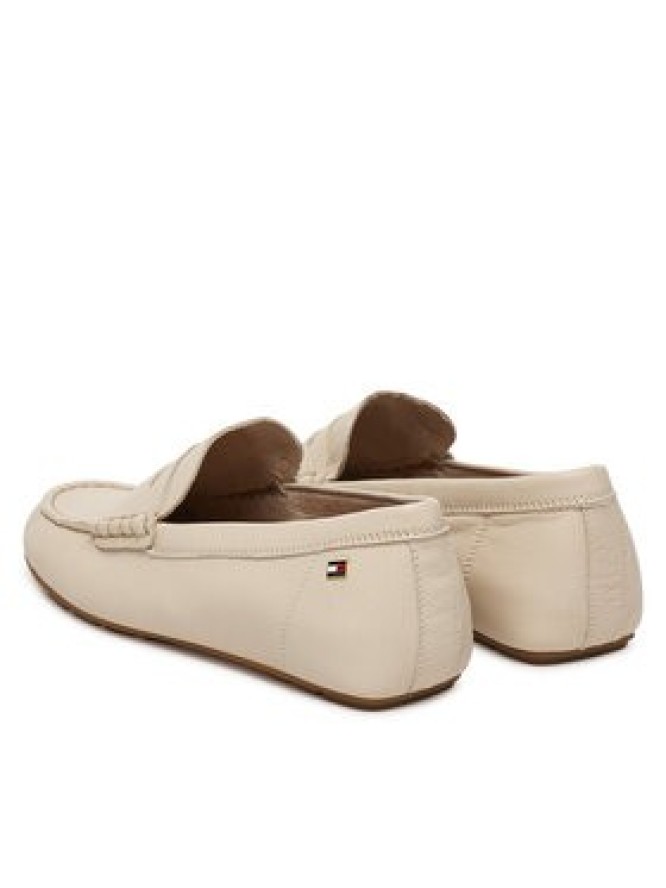 Tommy Hilfiger Mokasyny Flag Leather Driver Loafer FW0FW09350 Écru