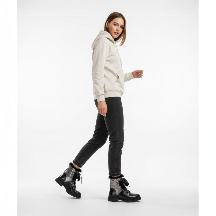 Czarne Botki Cross Jeans Ocieplane Damskie Obuwie