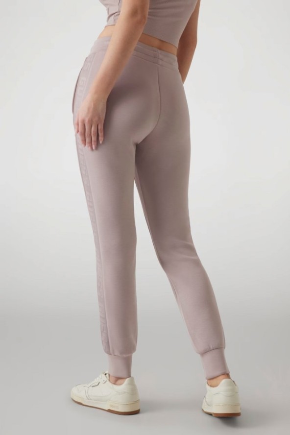 GUESS Dresowe damskie spodnie w kolorze taupe Allie Scuba, Rozmiar XS