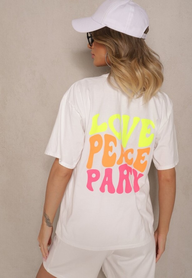 Biały T-shirt z Bawełny i Nadrukiem Xalauri