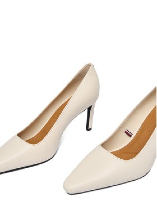 Tommy Hilfiger Czółenka Th Logo Lth Pump Slanted Hl FW0FW09008 Écru