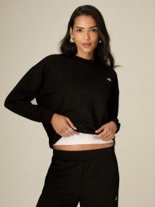 4F Bluza dresowa regular bez kaptura damska - czarna XS