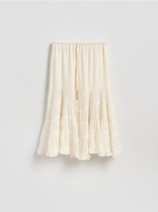 Muślinowa spódnica midi - złamana biel