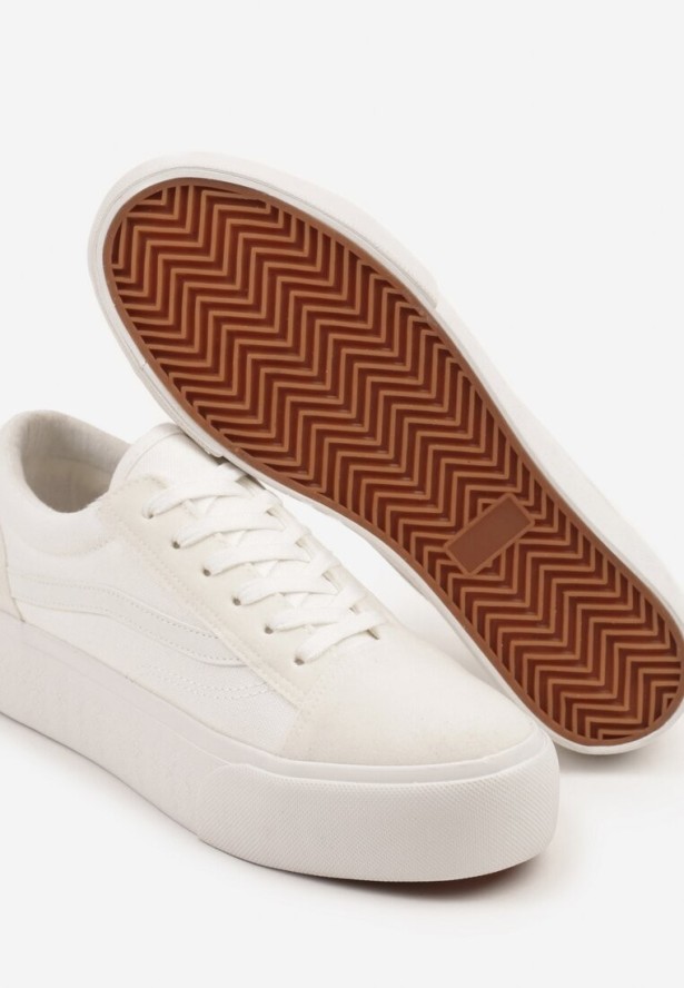 Białe Klasyczne Tenisówki na Grubej Podeszwie Mepone