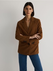 Marynarka oversize z imitacji zamszu - miedziany