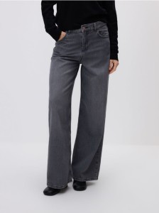 Jeansy wide leg - szary