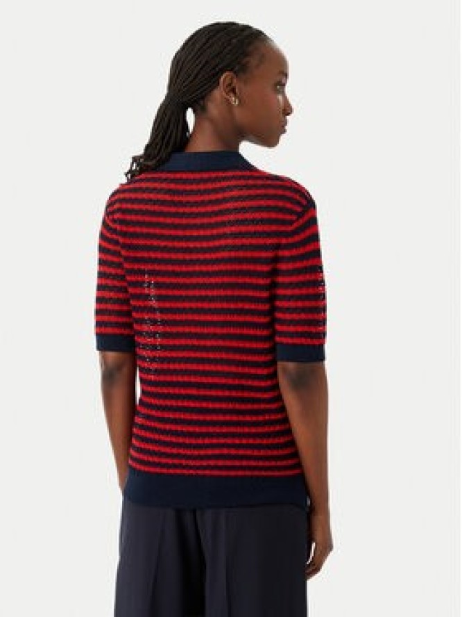 Tommy Hilfiger Polo Pointelle WW0WW50060 Czerwony Regular Fit