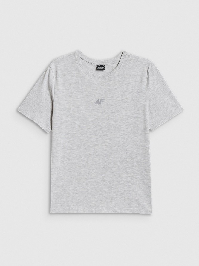 4F T-shirt regular gładki damski - szary M
