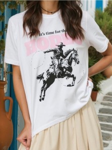 Bawełniana koszulka z motywem Westernowym - biały