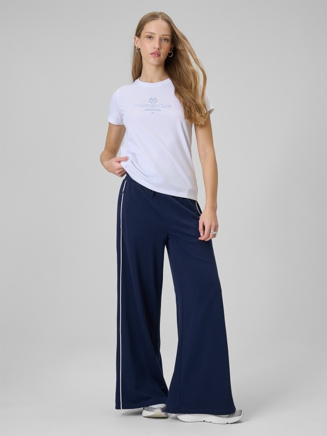 4F T-shirt regular z nadrukiem damski - biały S