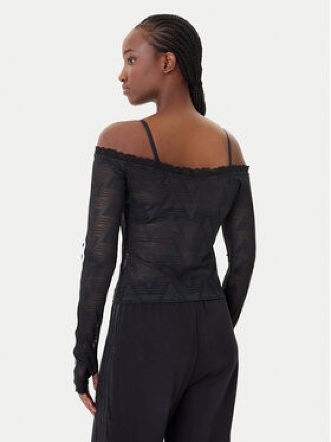 adidas Bluzka Lace Bardot KD0350 Czarny Slim Fit