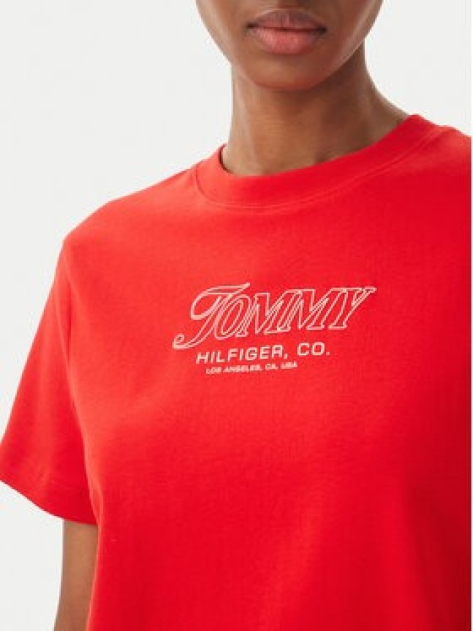 Tommy Hilfiger T-Shirt Logo Interlock WW0WW48707 Czerwony Regular Fit