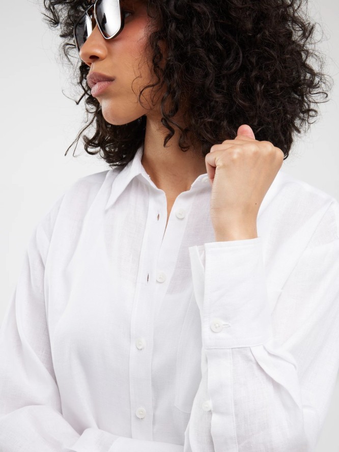 Koszula damska lniana biała Lameni 101