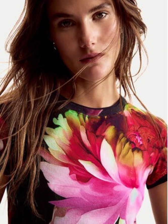 Desigual T-Shirt Multiflowers Lacroix 26SWTK49 Czarny Regular Fit