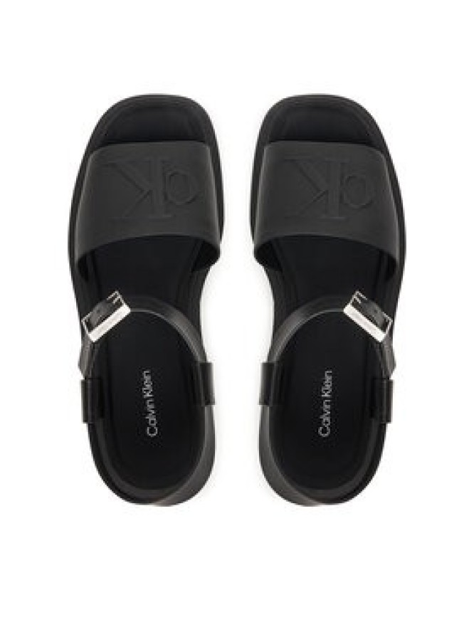 Calvin Klein Sandały Chunky Sandal Lth Mg HW0HW03131 Czarny