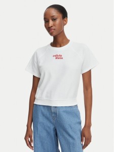 Calvin Klein Jeans T-Shirt TOWEL LV047G287G Biały Cropped Fit