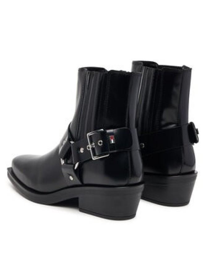 Tommy Jeans Botki Tjw Buckle Leather Cowboy Boots EN0EN03143 Czarny