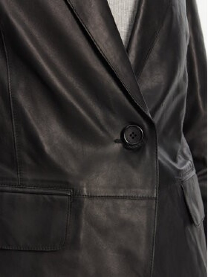 Serge Pariente Kurtka skórzana Caprice Czarny Slim Fit