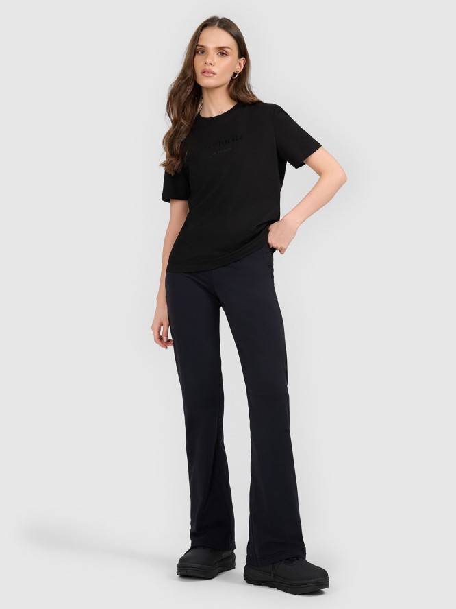 4F T-shirt loose z nadrukiem damski - czarny S