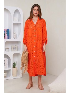 Rodier Lin Lniana sukienka w kolorze pomarańczowym rozmiar: XL/XXL