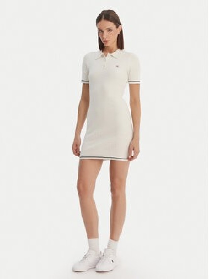 Calvin Klein Sukienka codzienna Microcable LV047F323G Beżowy Slim Fit